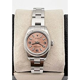 Rolex Ladies Oyster Perpetual Pink Salmon Dial Stainless Steel Watch