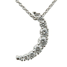 Authentic 4℃ Crescent Moon Diamond Necklace 0.35ct K18WG White Gold Used F/S