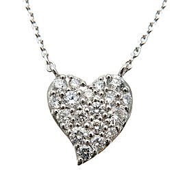 Authentic STAR JEWELRY Heart Diamond Necklace 0.20ct K18 750 White Gold Used F/S