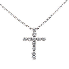 Authentic STAR JEWELRY Cross Diamond Necklace 0.1ct K18WG White Gold Used F/S