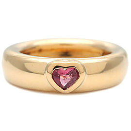 Authentic Tiffany&Co. Friendship Ring Pink Tourmaline Yellow Gold US5 Used F/S