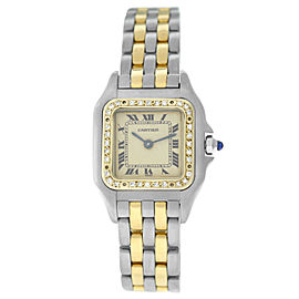 Cartier Panthere 1320 Ladies Diamond 18K Gold Two Row 22MM Quartz Watch