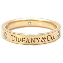 Authentic Tiffany&Co. Flat Band 3P Diamond Ring K18YG US4.5-5 EU49 Used F/S