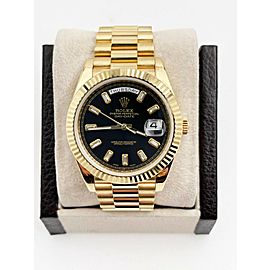 Rolex 40mm President Day Date 228238 Black Diamond Dial 18K Yellow Gold