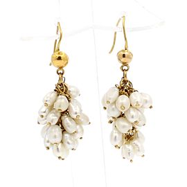 18k Yellow Gold Pearls Dangling Earrings