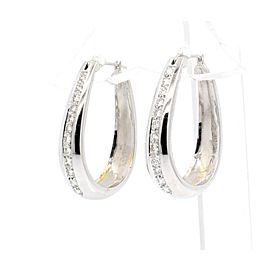 14k White Gold 1.20ct Diamond Hoop Earrings