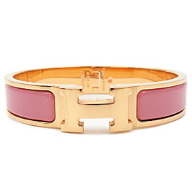 Authentic HERMES Clic Clac PM H Logo Bangle Bracelet Rose Gold Pink Used F/S