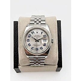 Rolex Datejust Silver Blue Arabic Dial Stainless