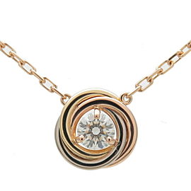 Auth Cartier Trinity Necklace 1P Diamond K18 750 Yellow/White/Rose Gold Used F/S