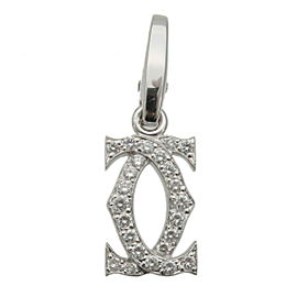 Authentic Cartier 2C Diamond Charm Pendant Top 750WG K18 White Gold Used F/S