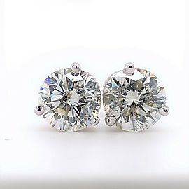 Round Brilliant Diamond 3.17 tcw Martini Set Stud Earrings 14kt White Gold