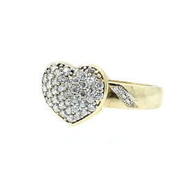 Estate 10k Yellow gold Heart CZ Ladies Ring Size 7.25