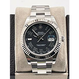 Rolex Datejust II 41mm Black Roman Stainless Steel