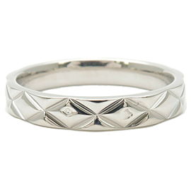 Auth CHANEL Matelasse Ring Medium 950 Platinum