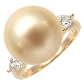 Authentic TASAKI Golden Pearl Diamond Ring 0.43ct K18 750YG