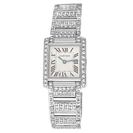 Cartier Tank Francaise 18K White Gold Diamonds 20MM Quartz Watch