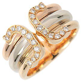 Auth Cartier 2C Diamond Ring LM Three Color