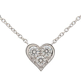 Authentic Tiffany&Co. Sentimental Heart 3P Diamond Necklace Platinum Used F/S