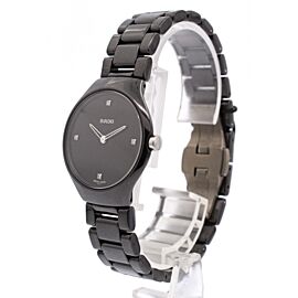 Rado True Thinline Black Dial Black Ceramic Quartz Watch