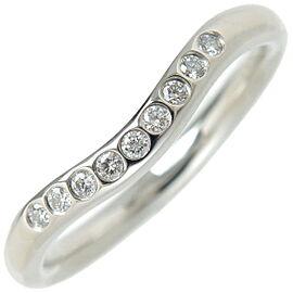 Authentic Tiffany&Co. Curved Band Ring 9P Diamond Platinum