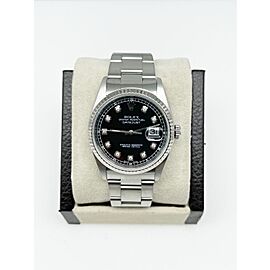 Rolex Datejust Black Diamond Dial Stainless Steel Watch