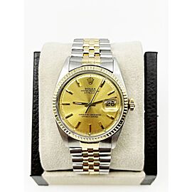 Rolex Datejust 1601 Champagne Pie Pan Dial 18K Yellow Gold Stainless Watch