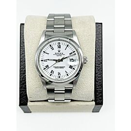 Rolex Date White Dial Roman Stainless Steel Watch