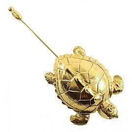 Chanel 96A Gold Plated CC Turtle Pin Tortoise Brooch