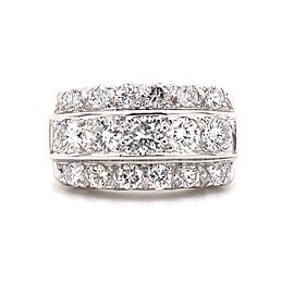 Vintage Design Round Diamonds 1.50 tcw Three Row Band Ring 14kt White Gold