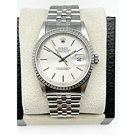 Rolex Datejust Silver Tapestry Dial Stainless Steel Watch