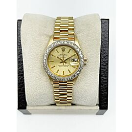 Rolex Ladies President Champagne Dial Diamond Bezel Watch