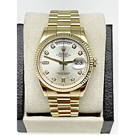 Rolex President Day Date Silver Diamond Dial 18K Gold 2007