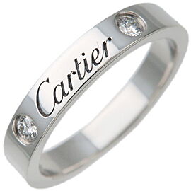 Authentic Cartier Engraved 2P Diamond Ring PT950 #48 US4.5 EU48 HK9.5 Used F/S