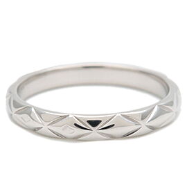 Auth CHANEL Matelasse Ring 3P Diamond Small 950 Platinum