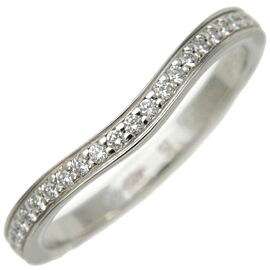 Auth Cartier Ballerine Curve Half Eternity Diamond Ring PT950 #51 US5.5 Used F/S