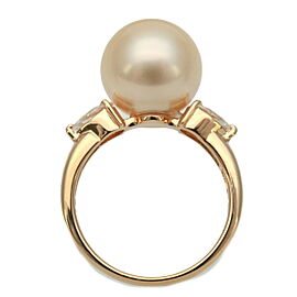 Authentic TASAKI Golden Pearl Diamond Ring 0.43ct K18 750YG US5 EU49 Used F/S