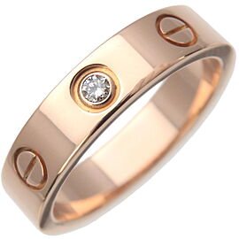 Auth Cartier Mini Love Ring 1P Diamond K18PG 750 Rose Gold #47 US4-4.5 Used F/S