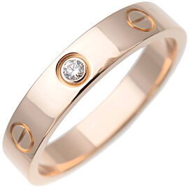 Authentic Cartier Mini Love Ring 1P Diamond 750 Rose Gold #57 US8 EU57 Used F/S