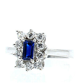 18K WHITE GOLD BLUE STONE CZ LADIES RING SIZE 7.25