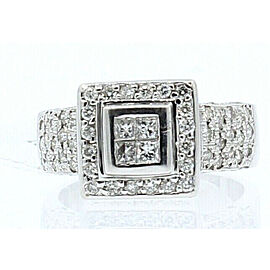 18K WHITE GOLD PRINCESS CUT INVISIBLE SET DIAMONDS LADIES RING SIZE 7