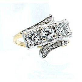 14K MULTI TONE GOLD OLD EUROPEAN CUT DIAMOND LADIES RING SIZE 4.25