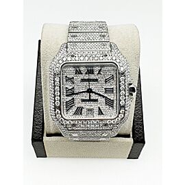 Cartier Santos Large Diamond Encrusted Stainless Steel with