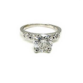 The LEO Round Diamond 2.39 tcw Engagement Ring with Side Diamonds 18k WG Plat