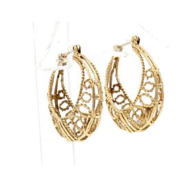 Fine Estate 14k Yellow Gold Ornate Basket Earrings