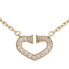 Cartier C Heart Diamond Necklace Yellow Gold