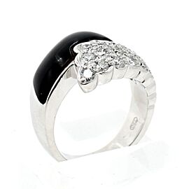 Estate 18k White Gold 1.4ct Diamond Black Enamel Ladies Ring