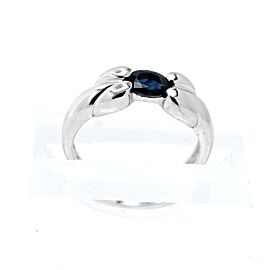 Estate 14k White Gold Oval Sapphire Ladies Ring