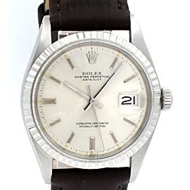 Mens Vintage ROLEX Oyster Perpetual Datejust Stainless Steel Silver Dial