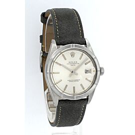 Mens VINTAGE Rolex Oyster Perpetual Date Stainless Steel Silver Dial Watch