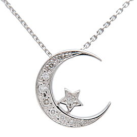 VENDOME AOYAMA Moon Star Charm Diamond Necklace K18WG White Gold